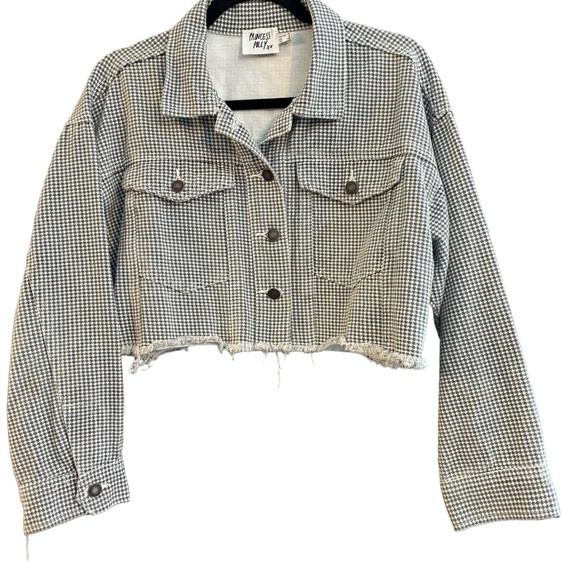 Princess Polly Nixi Jacket. Cropped checkered Jacket. Raw Edge. Size 6. - Picture 5 of 8